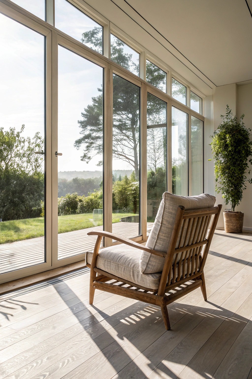 Bask in natural light—your sunroom sanctuary starts with wall-to-wall windows.