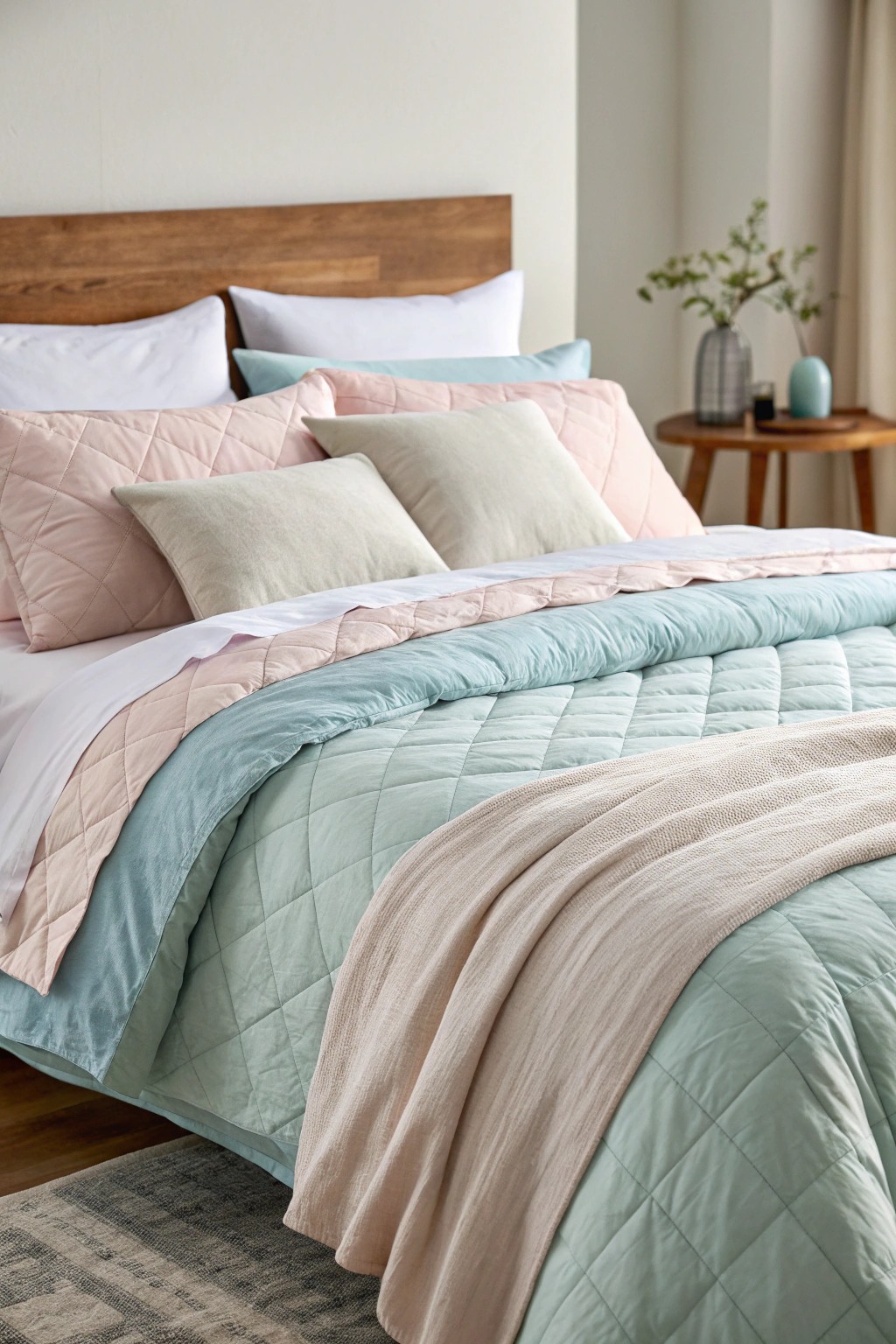 Dreamy layers: pastel bedding transforms your bedroom into a serene retreat.