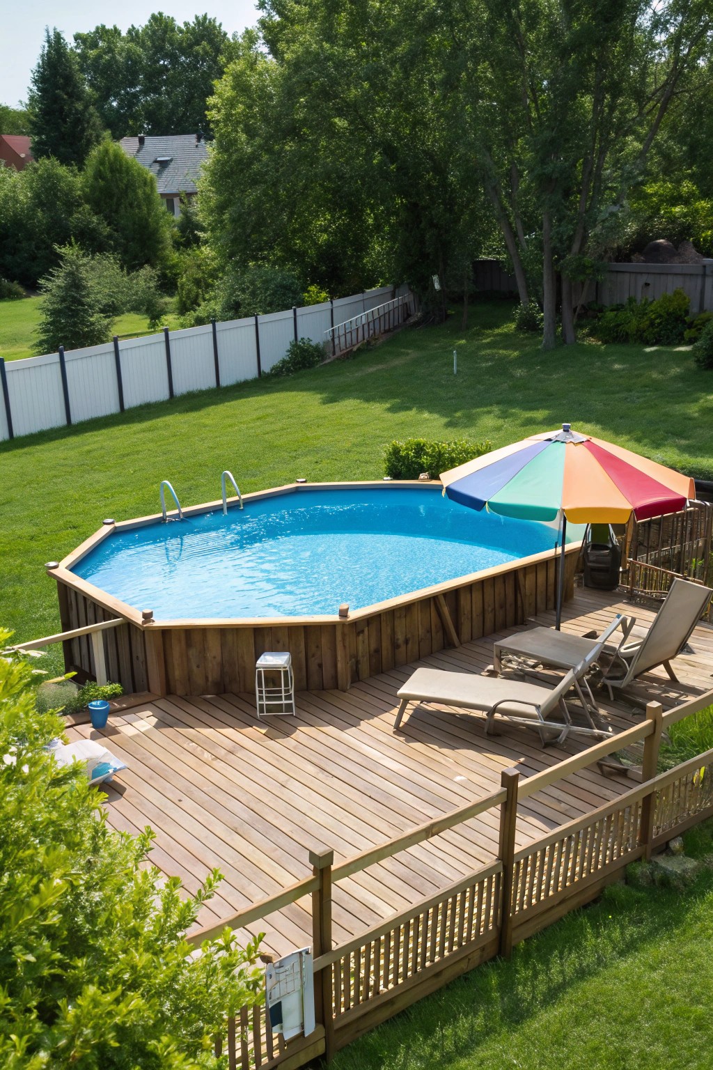 A full-surround deck creates a seamless, resort-inspired vibe for your backyard pool.