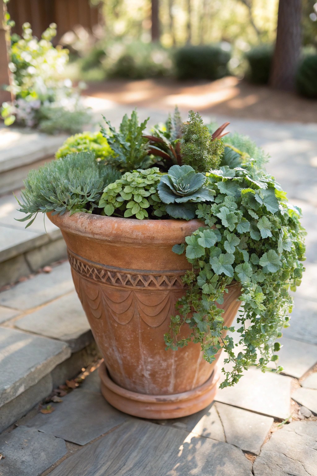 Elevate your oasis: One stunning pot, endless layers of green.
