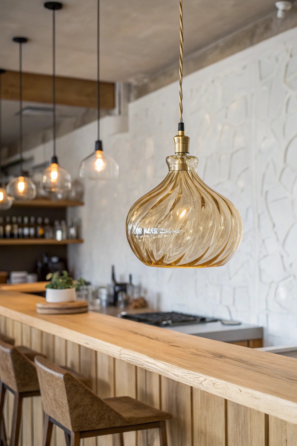 Let sculptural statement lighting transform your bar into a work of art.