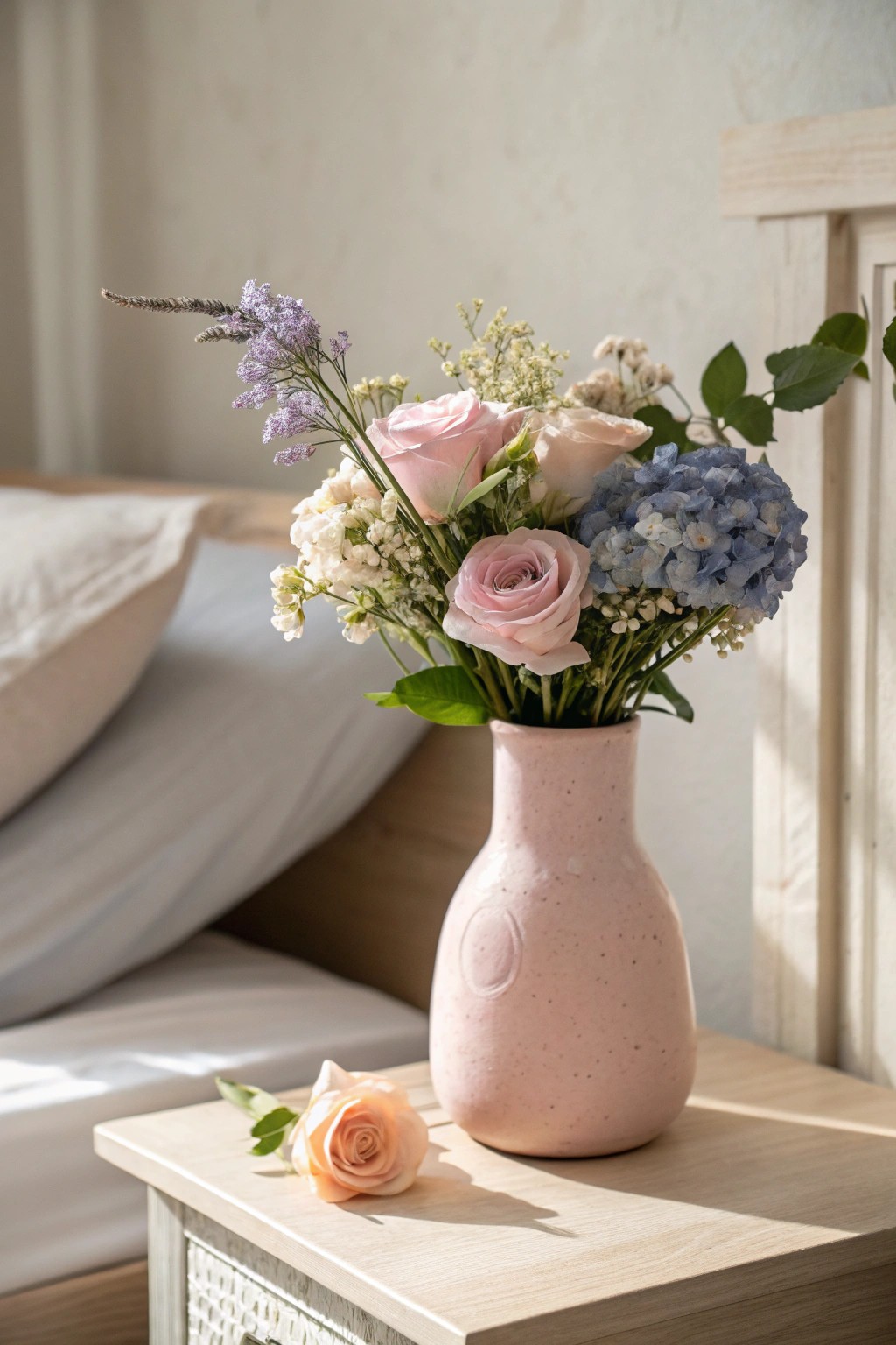 Embrace tranquility with soft pastel accents for a dreamy bedroom retreat.