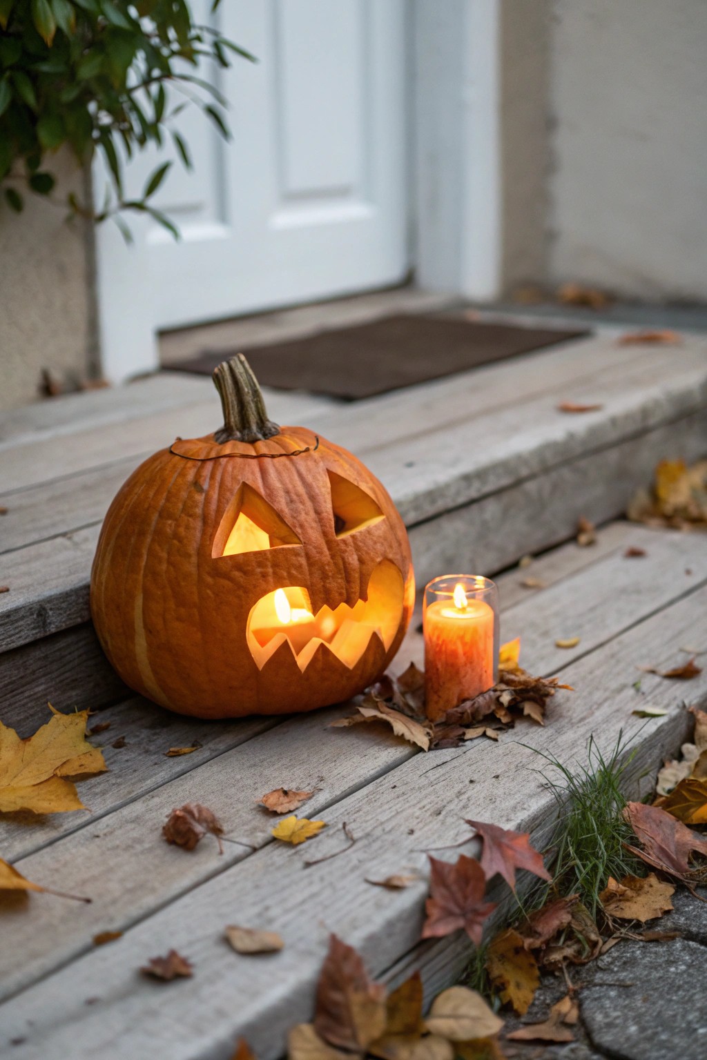 Welcome guests with the timeless glow of a handcrafted jack-o'-lantern.