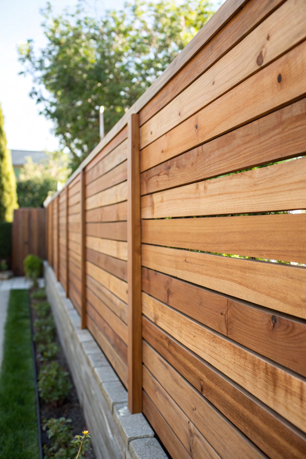 Timeless beauty: Classic horizontal cedar slats bring warmth and elegance to any outdoor space.