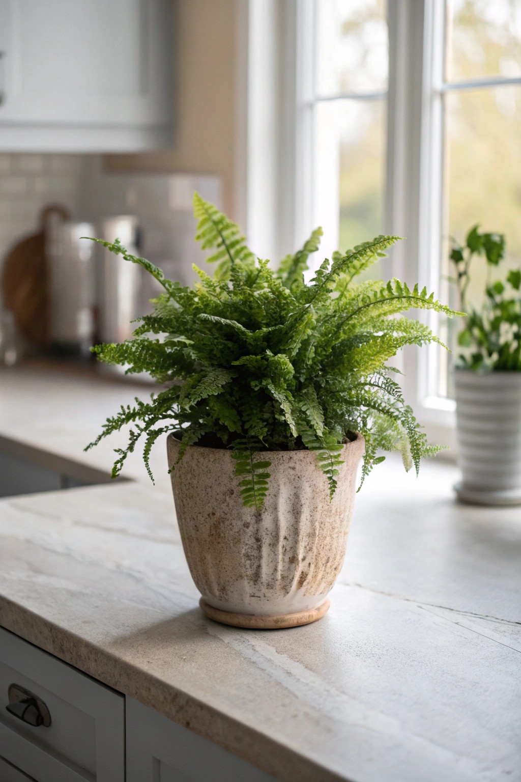 Elevate your kitchen counter with the simple beauty of a handcrafted potted fern.