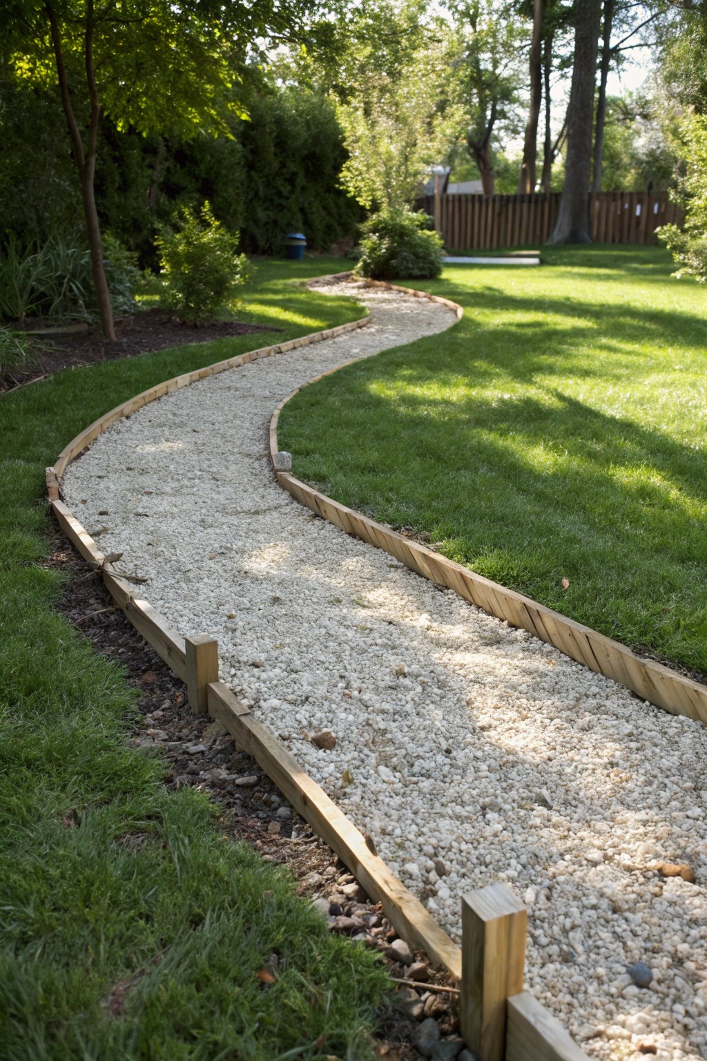 Effortless charm: a simple gravel path for timeless, low-maintenance style.