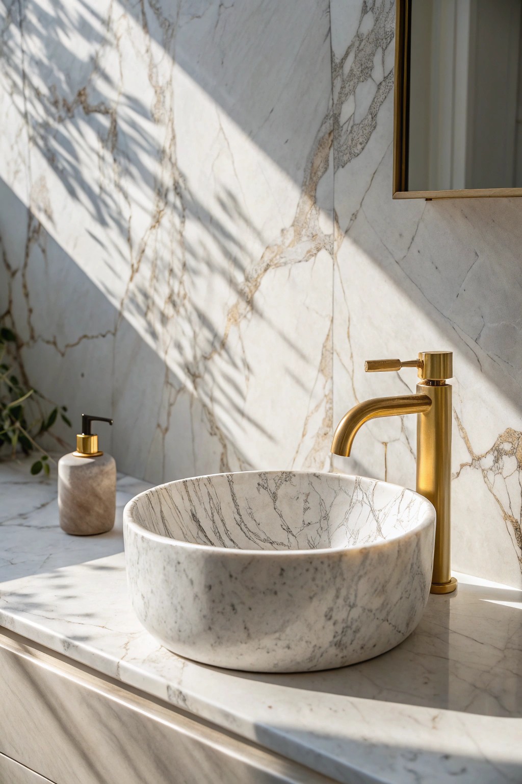 A serene marble sanctuary—where timeless elegance meets artisan detail.