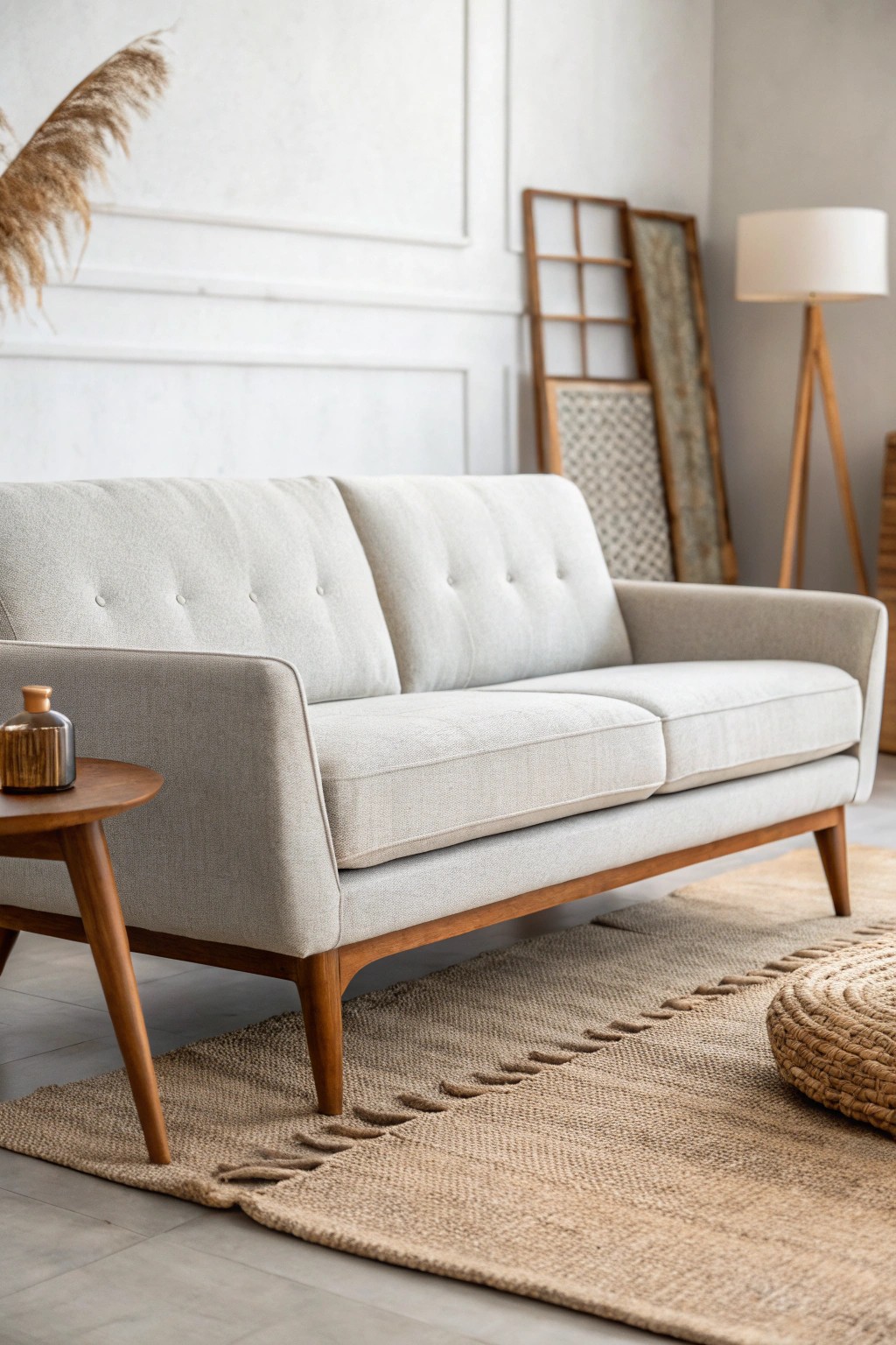 Effortless mid-century style starts with a sleek, low-profile sofa.