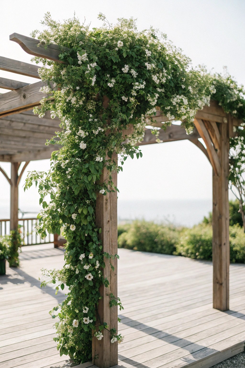 A timeless pergola adorned with climbing vines—pure, handcrafted charm for your outdoor retreat.