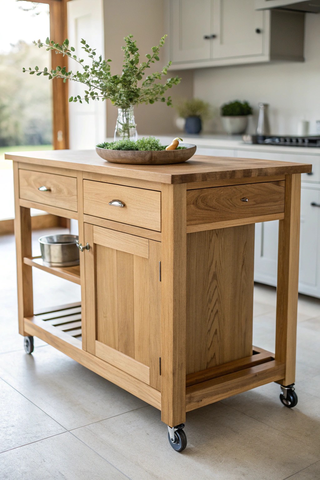 Effortless style meets flexibility: A rolling kitchen island for any space.