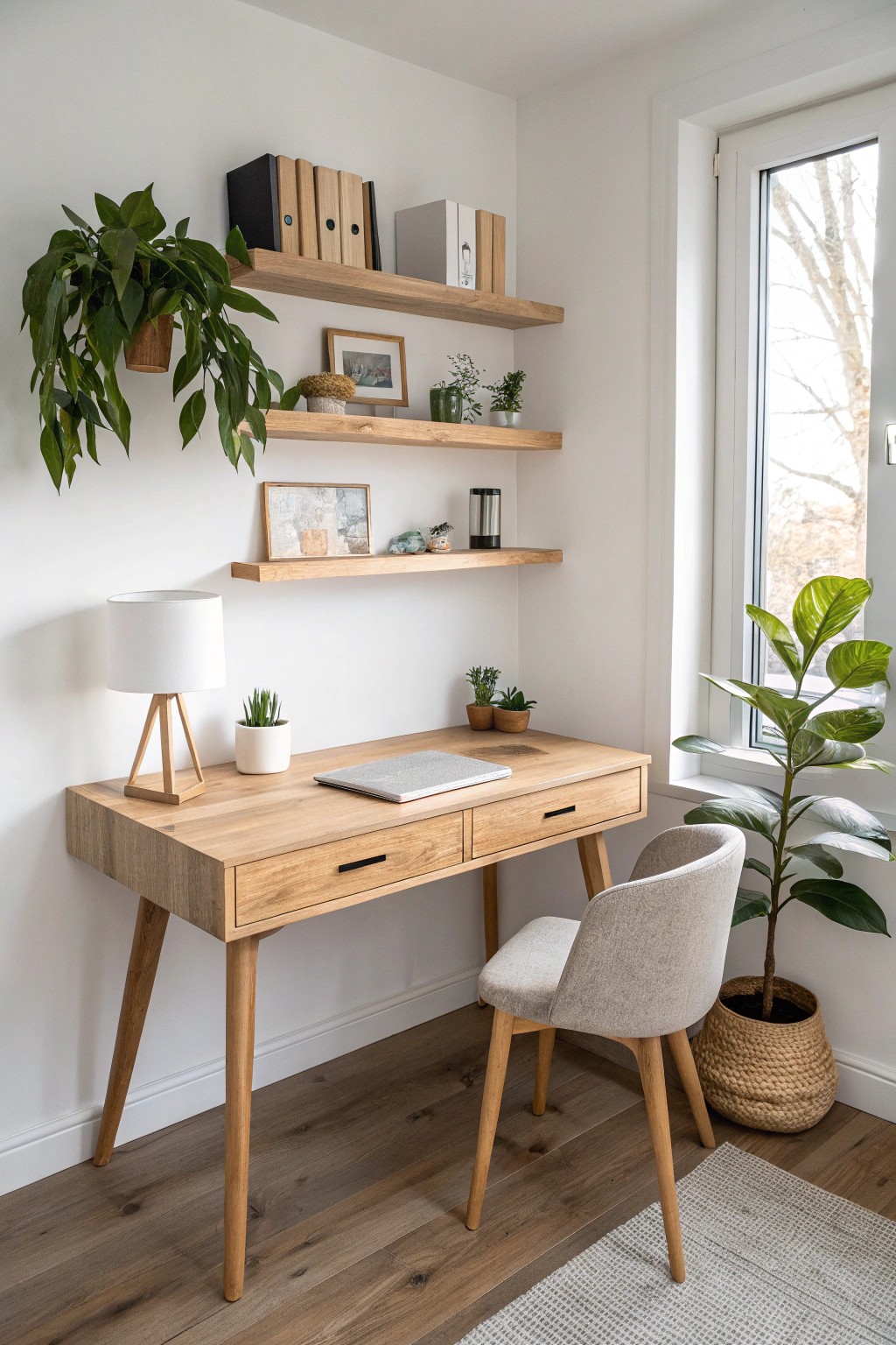 Transform an unused nook into a serene, stylish workspace.