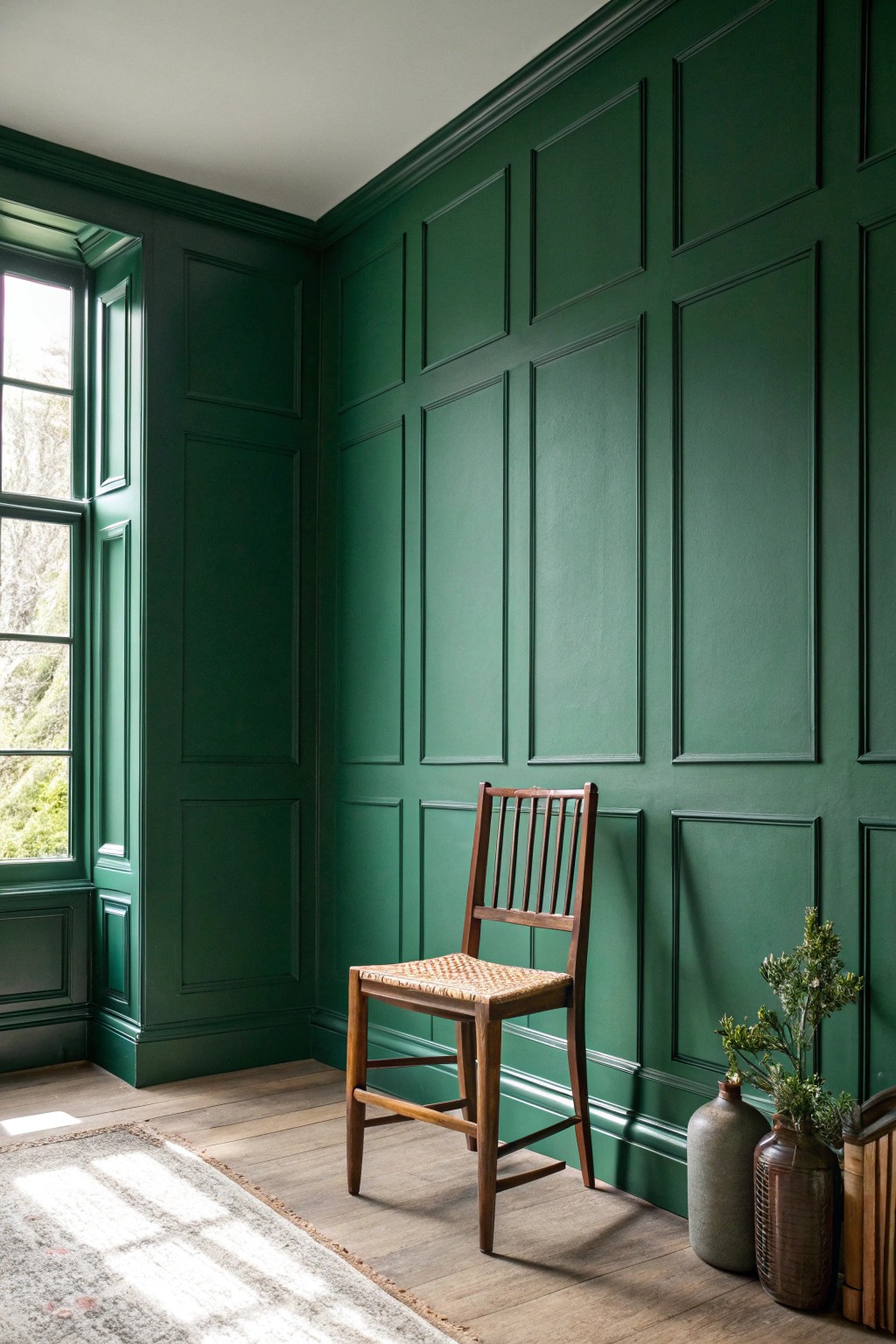 Let a bold emerald wall transform your space—simplicity meets statement.