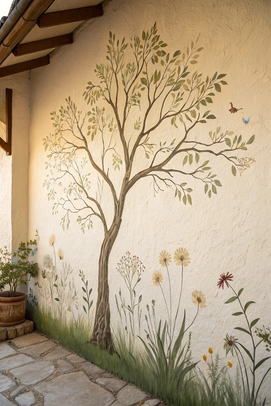 Bring serene nature indoors with a dreamy, hand-painted tree mural.