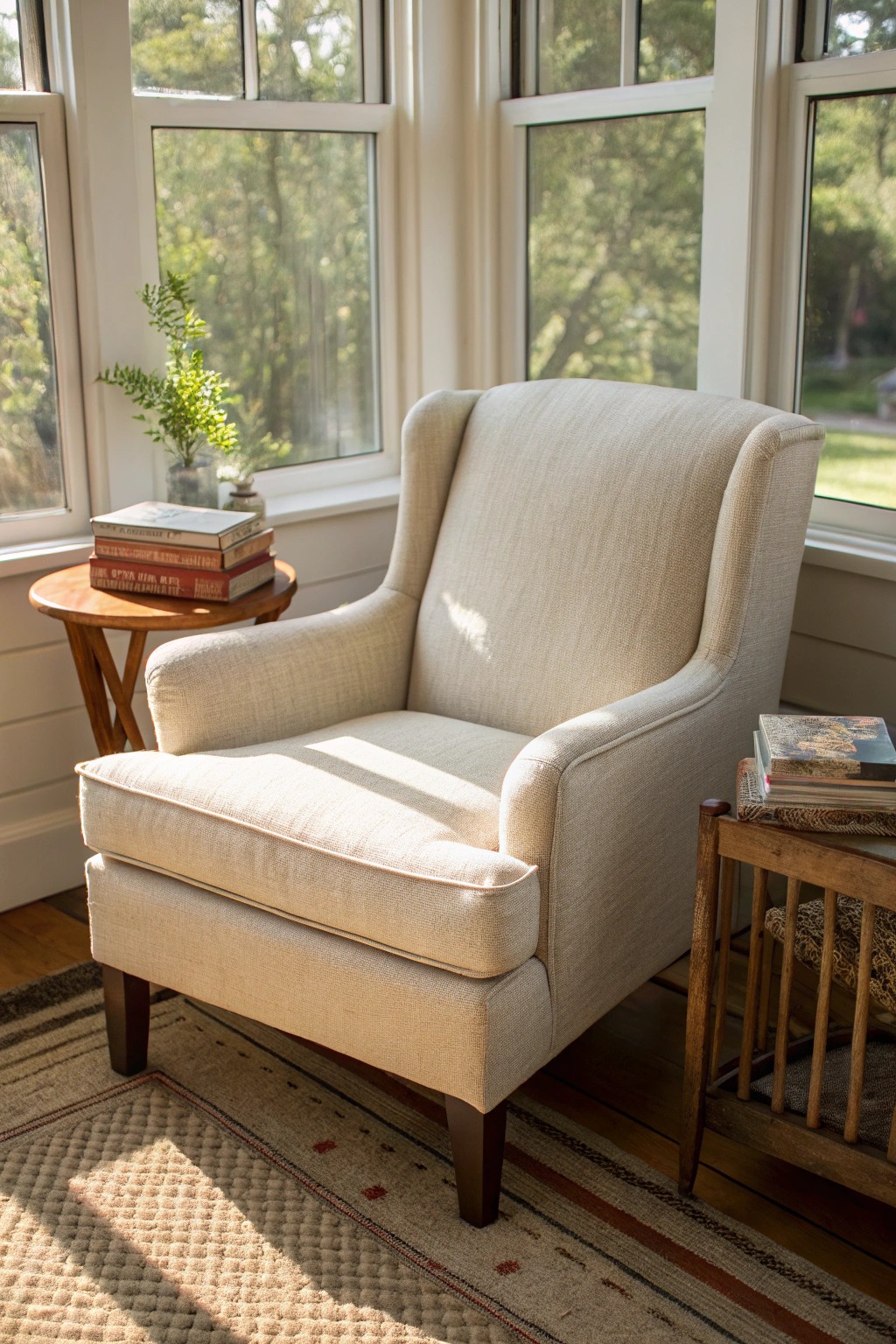 Create your own cozy reading retreat with a plush chair and natural light.