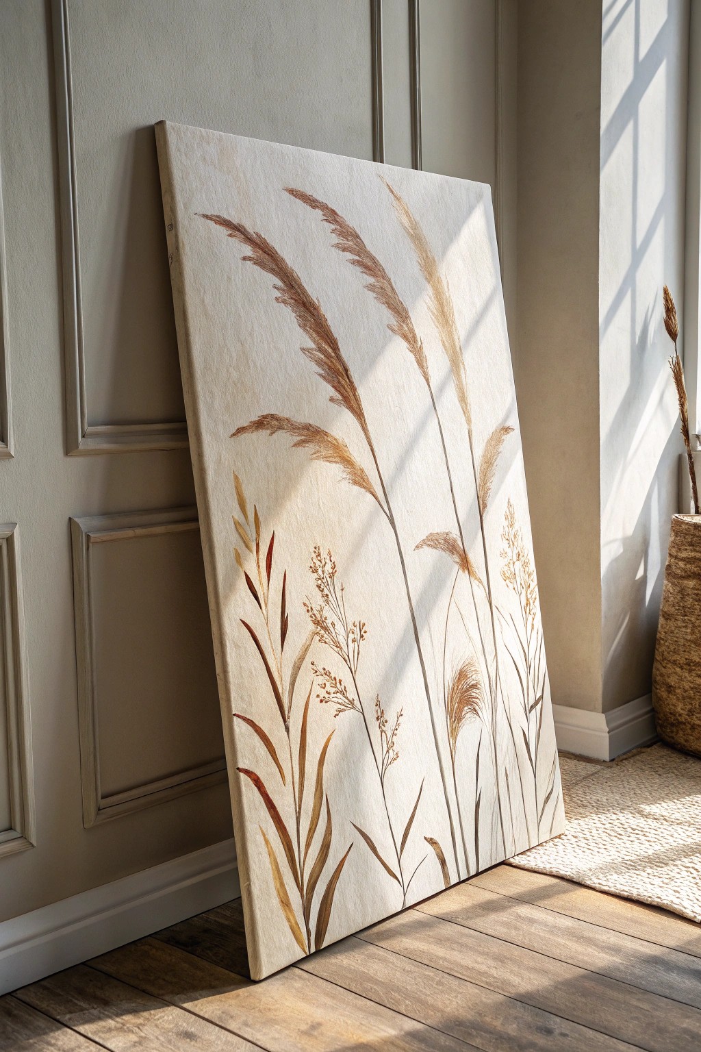 Hand-painted canvas: effortless style and natural charm for your backdrop.