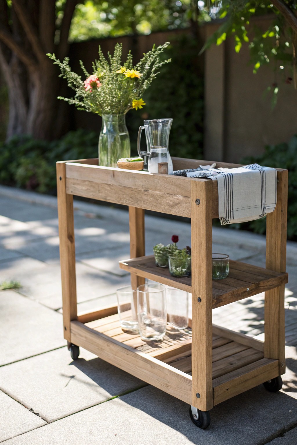 Transform leftover wood into a charming outdoor bar cart—simple, stylish, and perfect for summer gatherings!