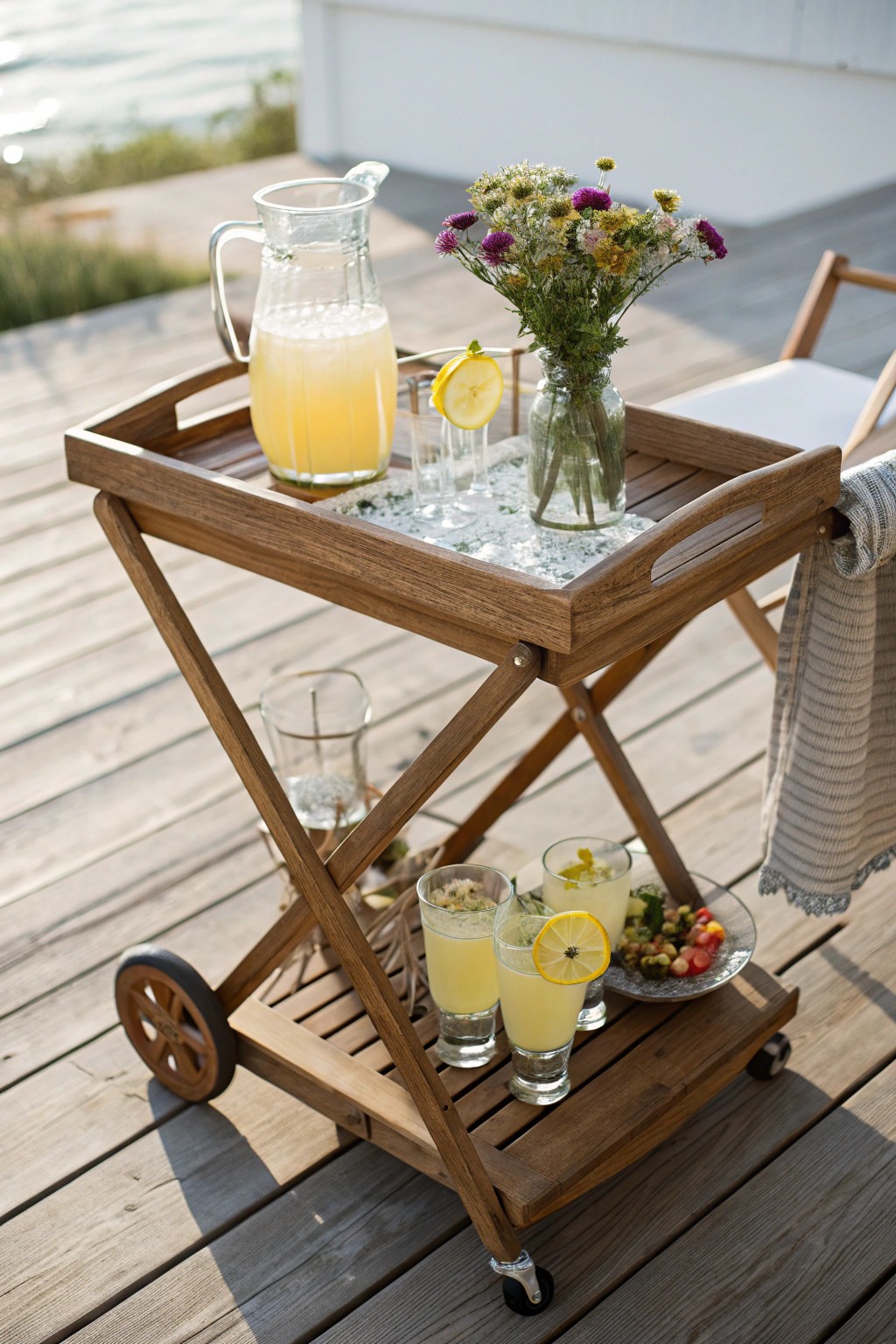 Elevate your deck with a charming outdoor bar cart—simple, stylish, and ready for easy entertaining.