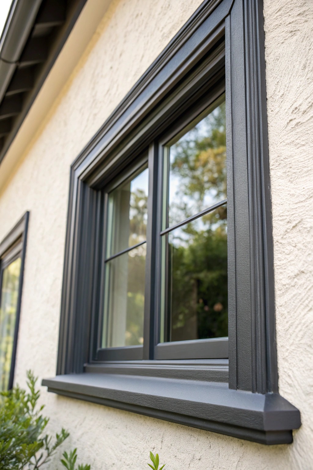 Elevate your exterior with sophisticated charcoal window trim.