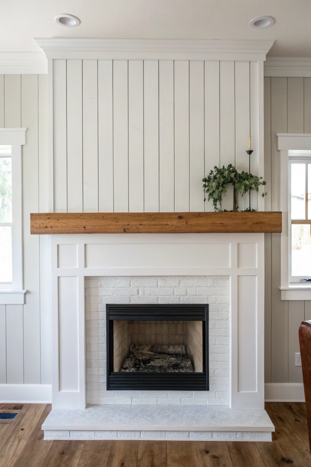 Elevate your fireplace with timeless shiplap paneling for natural, handcrafted beauty.