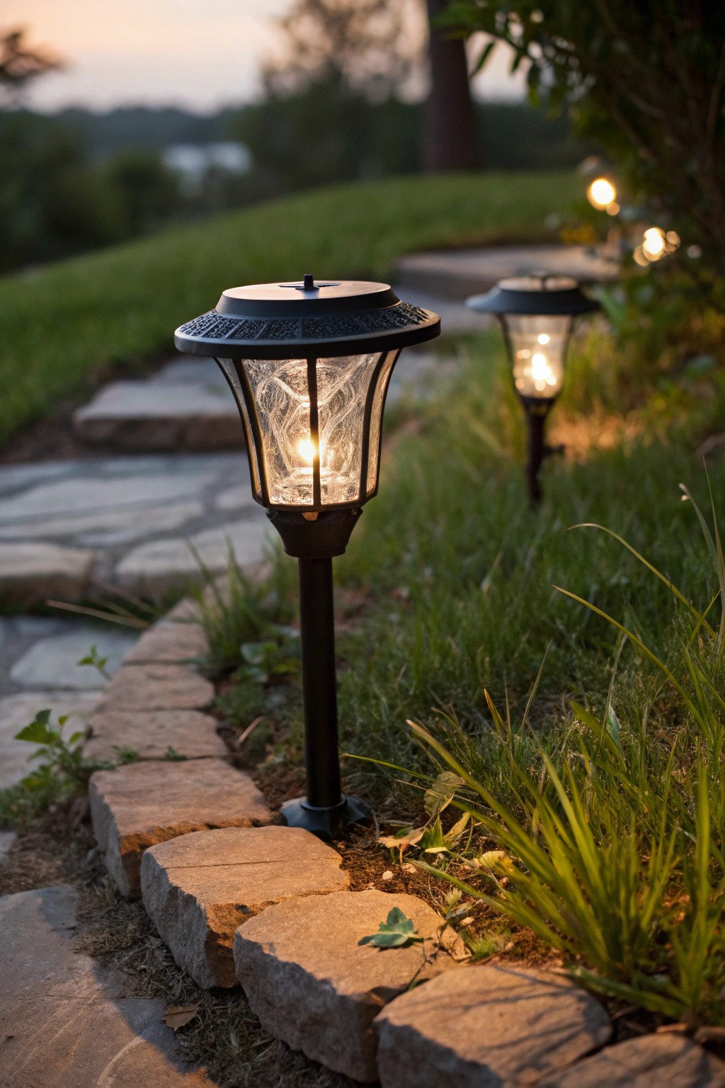 Illuminate your garden path with timeless solar elegance.