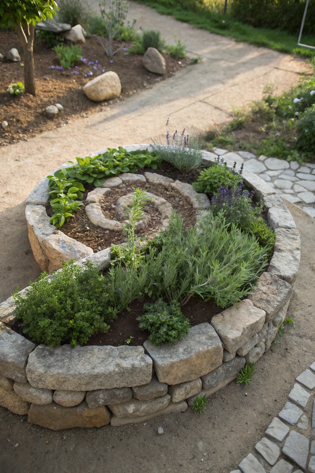 Enchant your garden with a handcrafted spiral herb bed—where simplicity meets whimsy.