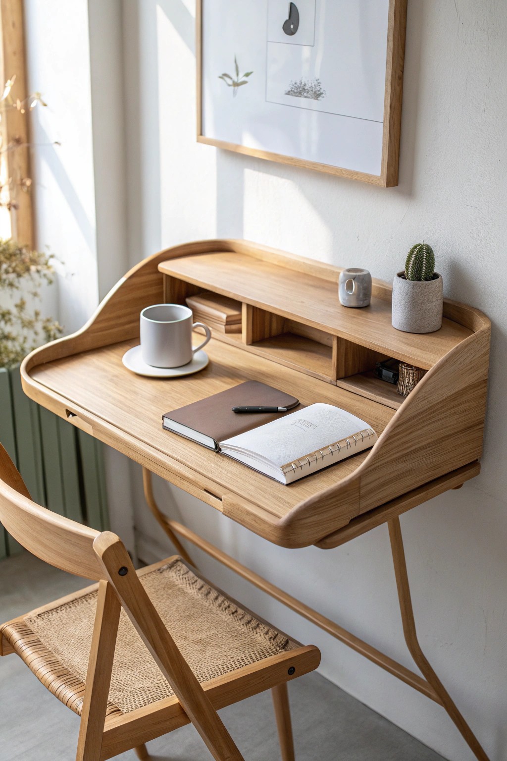 Effortlessly airy: a floating desk for modern, mindful workspaces.