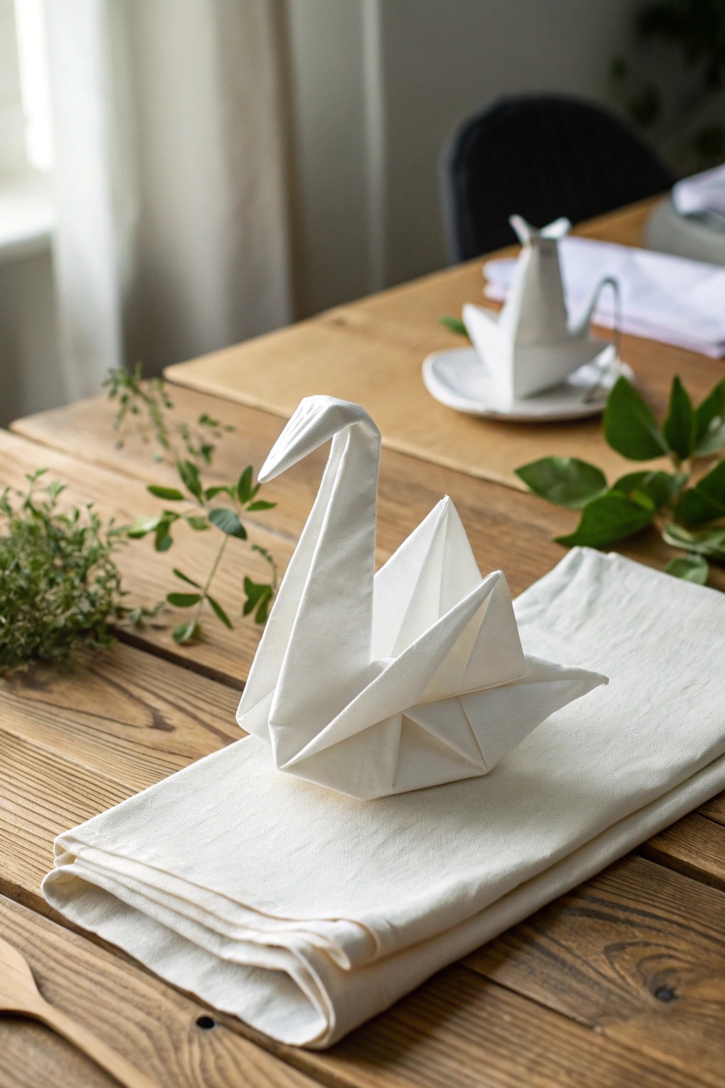 Elevate your table setting with a charming origami swan napkin—simple, playful, and full of craftsmanship.
