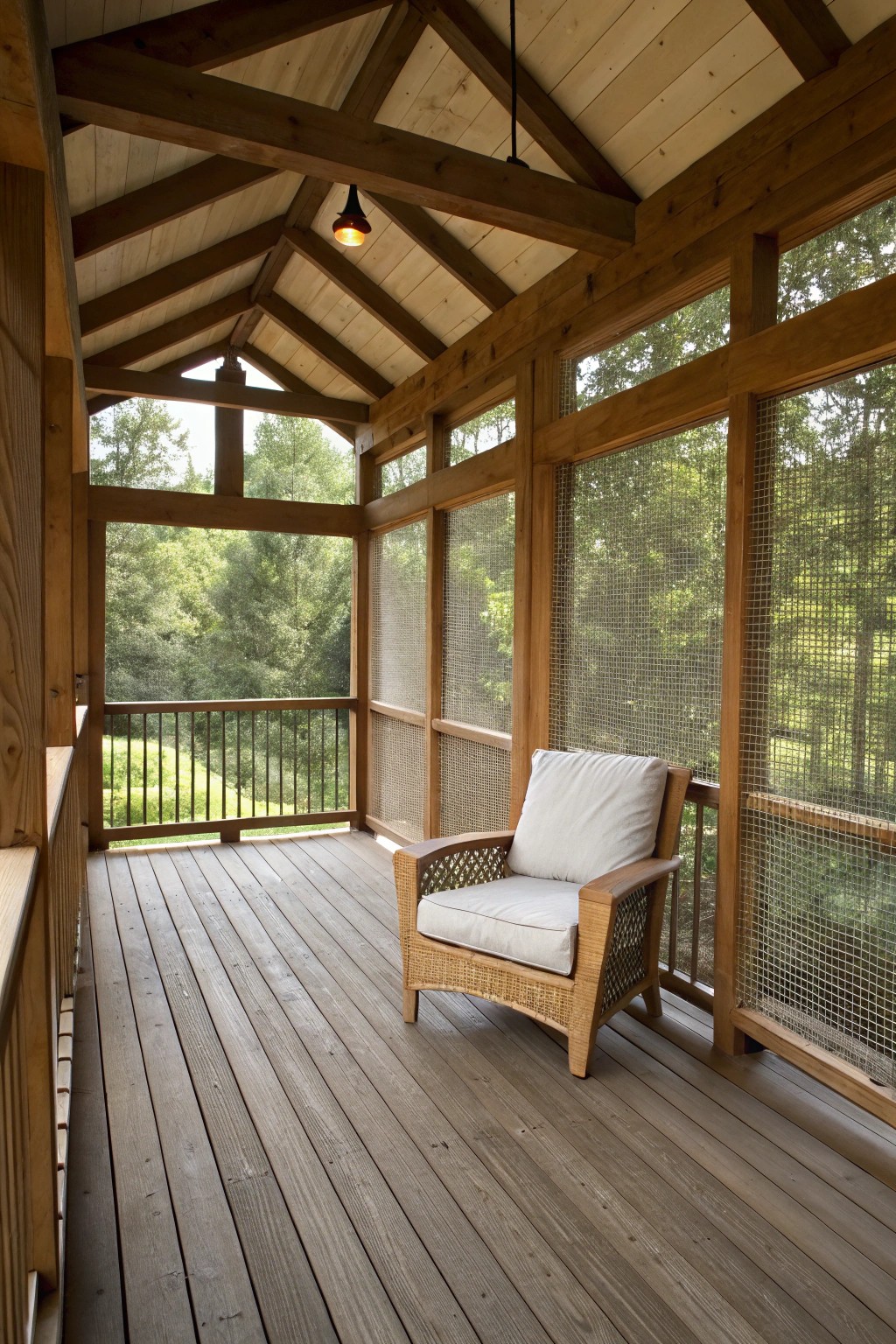 Unwind in the timeless charm of a screened-in porch—where craftsmanship meets comfort.