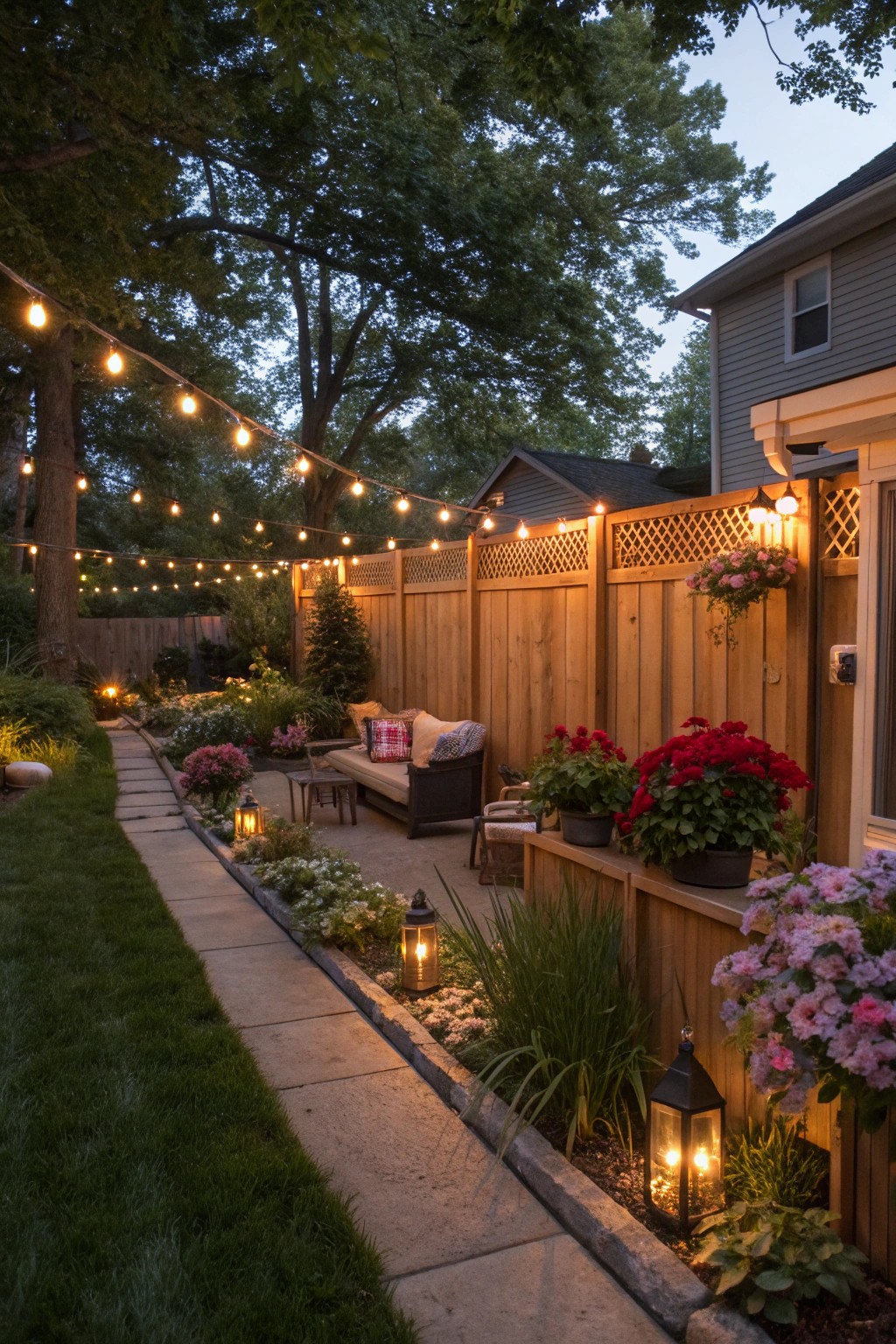 Fence lighting turns your garden into a nighttime retreat.