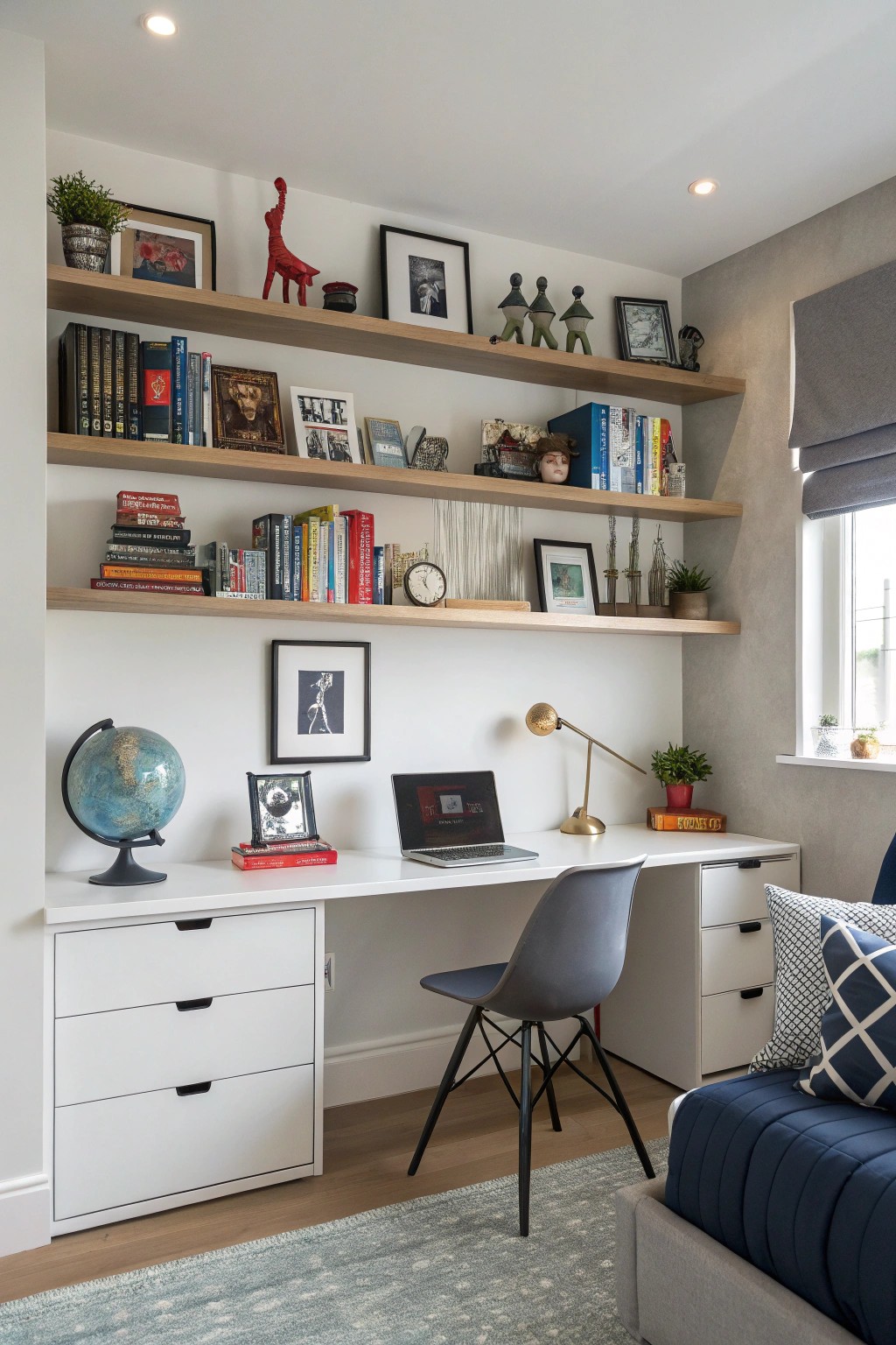 Open shelving keeps essentials organized and on display.
