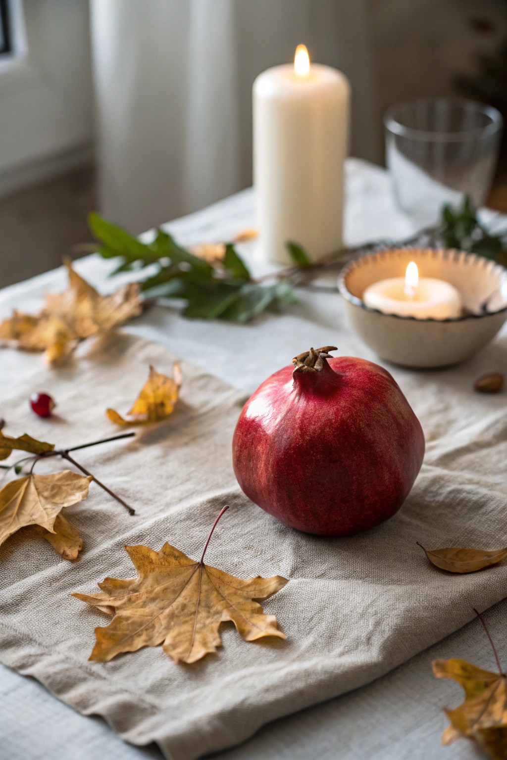 A single pomegranate brings natural elegance to your Thanksgiving table.
