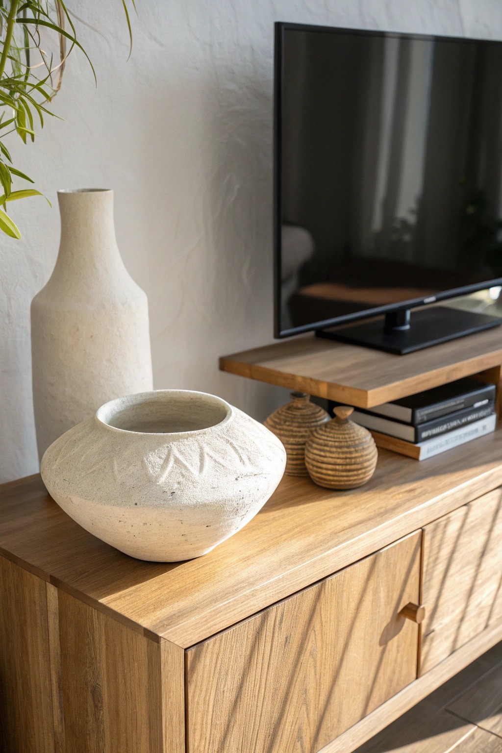 Let a bold, artisanal sculpture steal the spotlight on your TV stand.