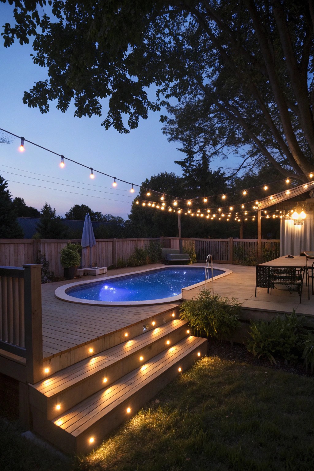 Thoughtful lighting turns your pool deck into an inviting evening escape.