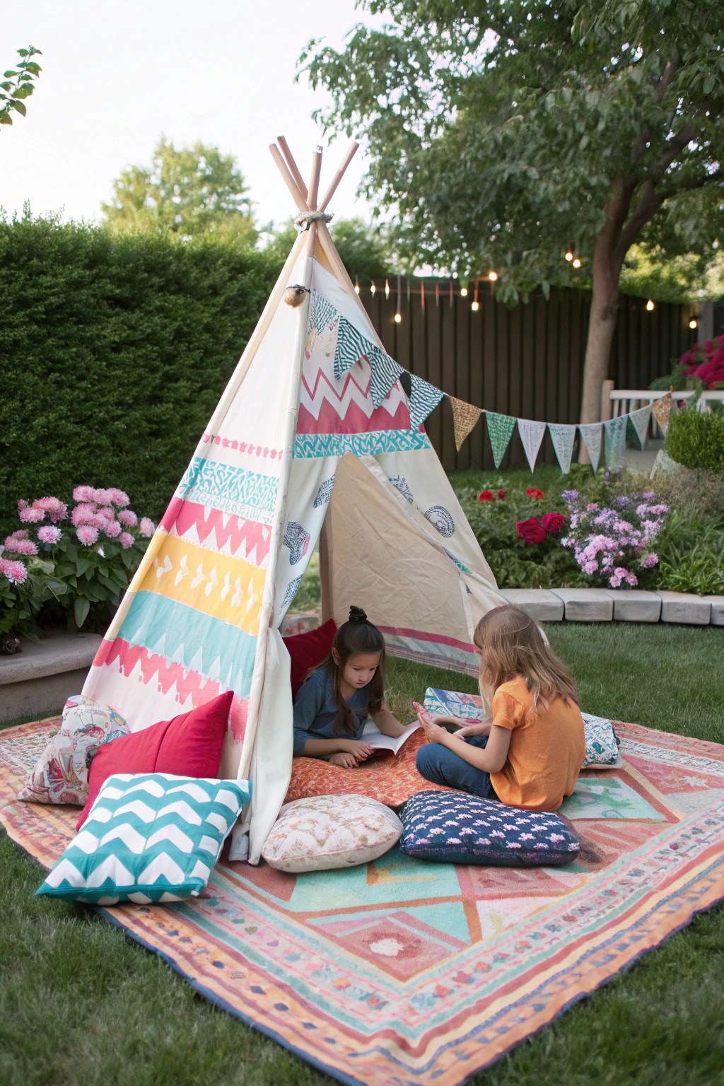 A whimsical teepee makes a dreamy hideout for stories and downtime.
