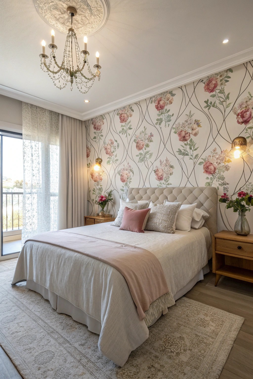 Patterned wallpaper delivers instant visual interest and intimacy.