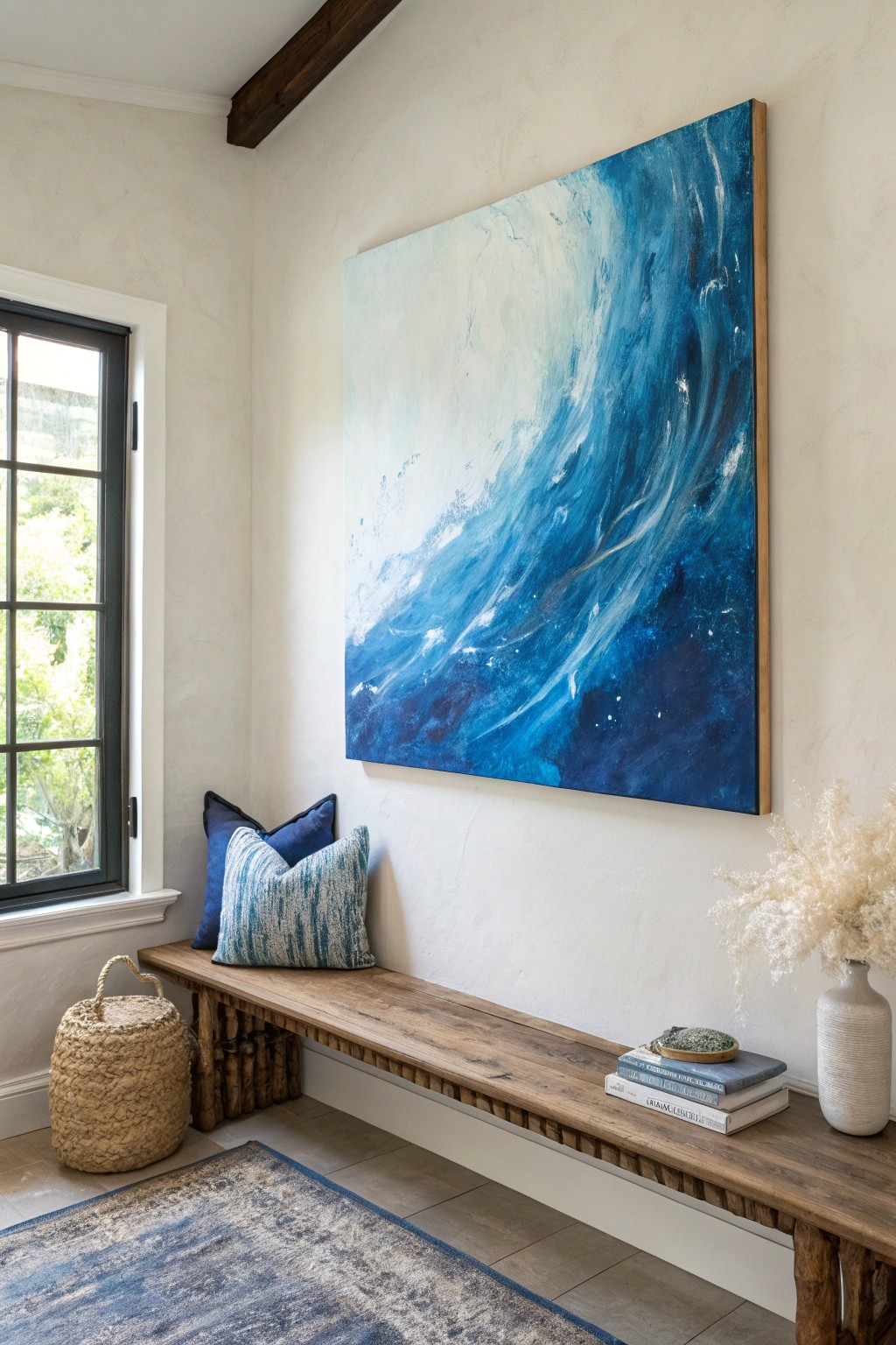 Elevate your space with bold, handcrafted abstract blue wall art.