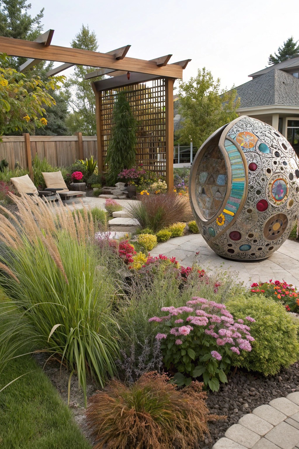 A bold sculptural element adds personality and visual interest to your backyard.