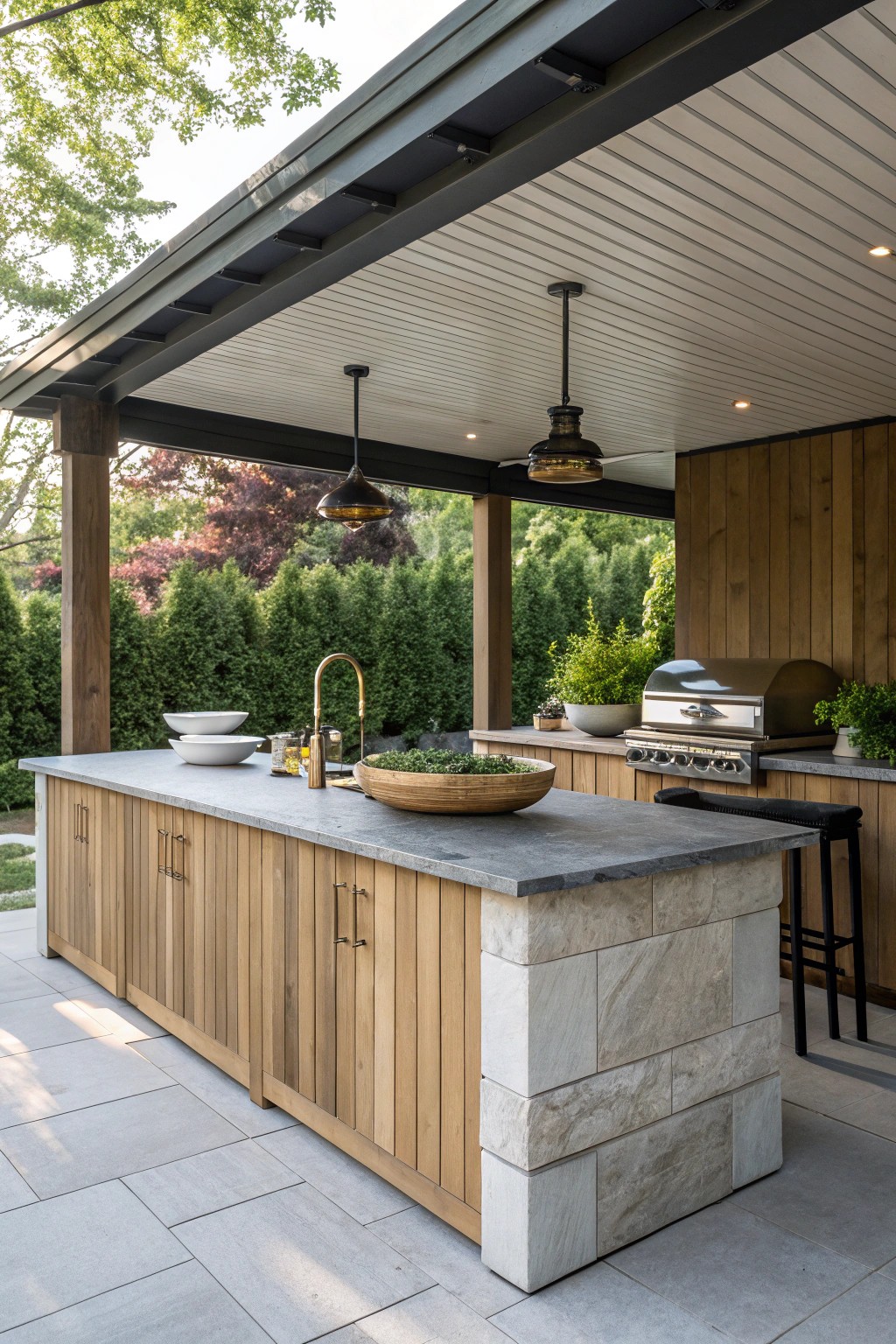 Effortless outdoor entertaining starts with a beautifully crafted kitchen island under your covered deck.