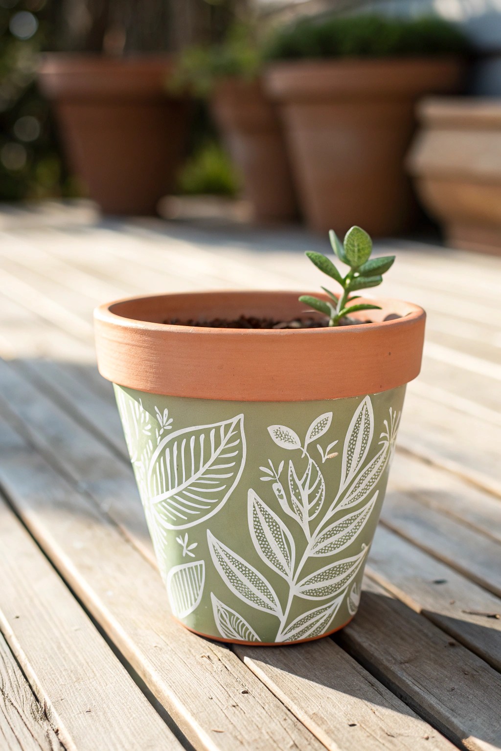 Hand-painted terra-cotta pots: simple artistry for your deck.