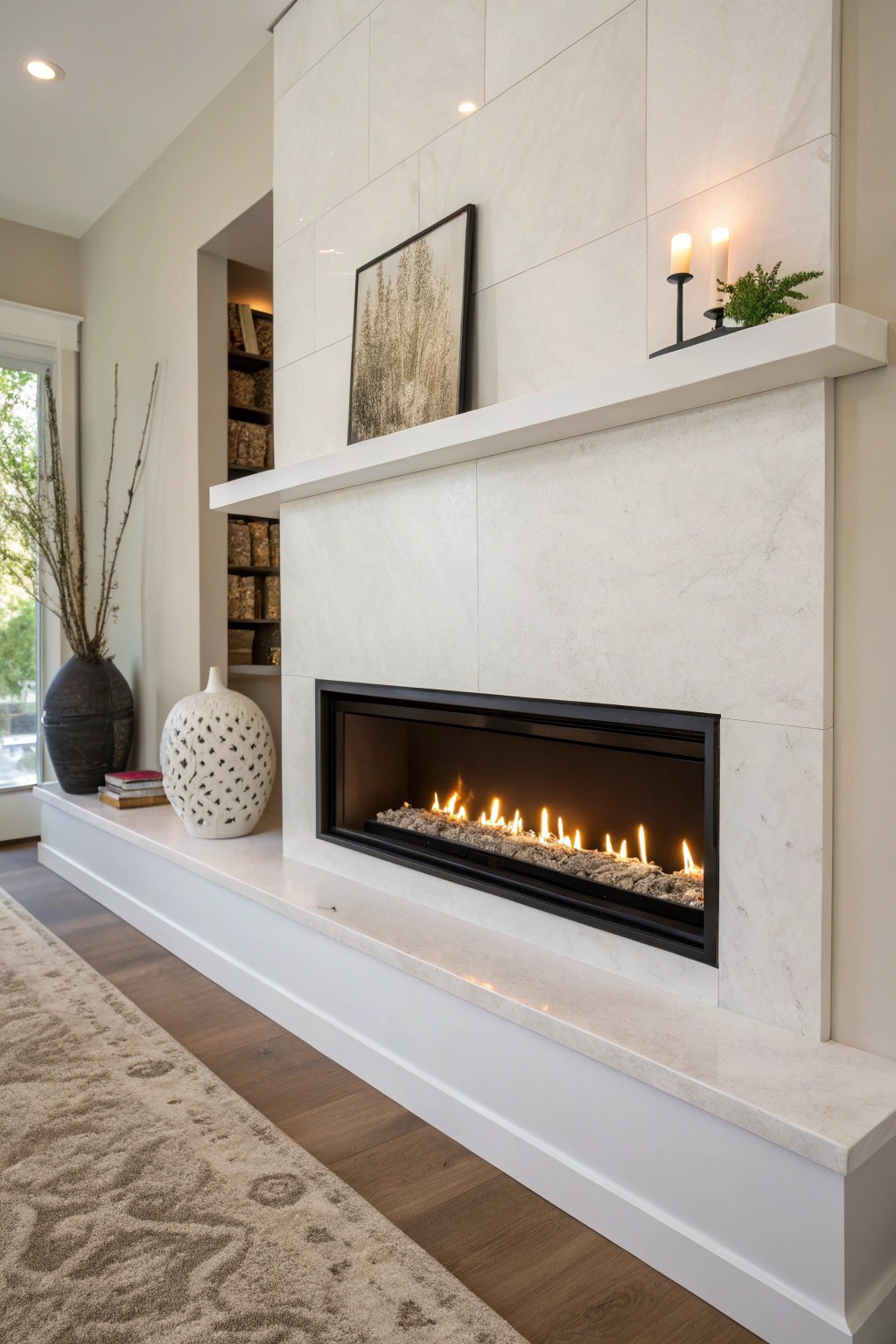 Sleek minimalism: A linear fireplace brings warmth and pure architectural elegance to any space.