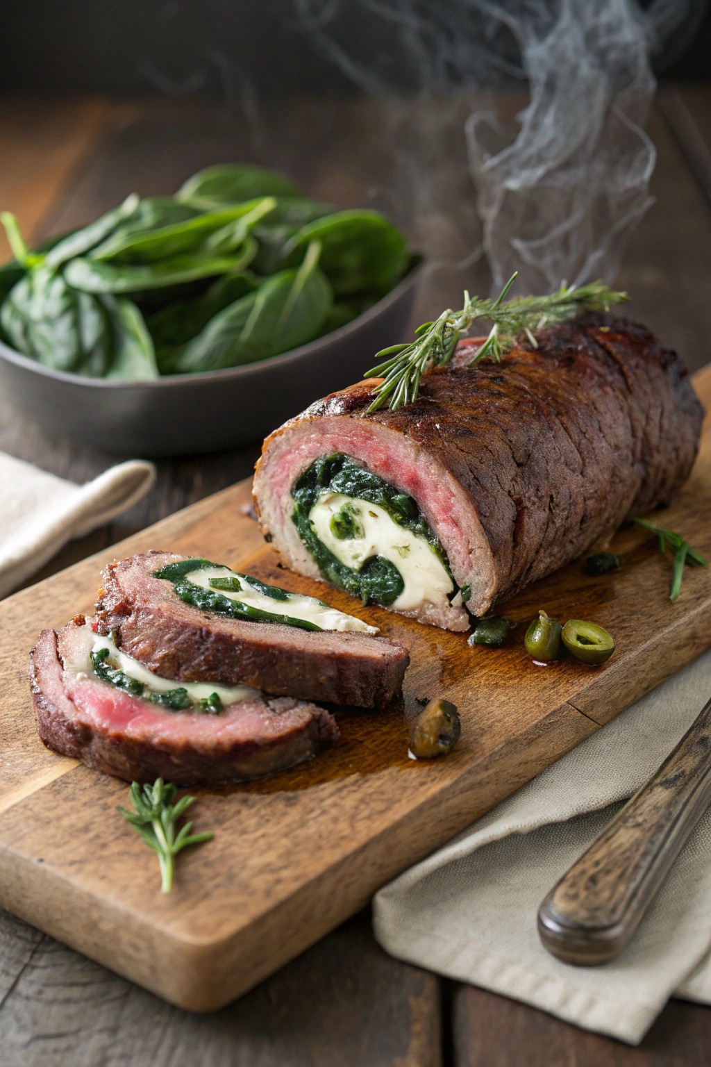Elevate your grill game with beautiful, flavor-packed stuffed steak rolls.