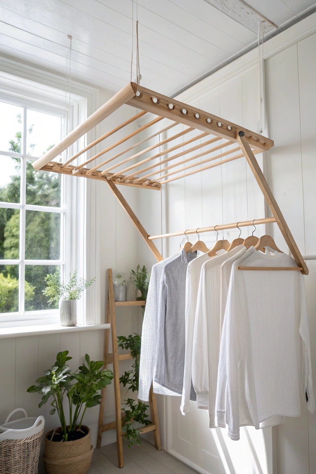 Elevate your laundry space with a stunning ceiling-mounted drying rack—where beauty meets function.