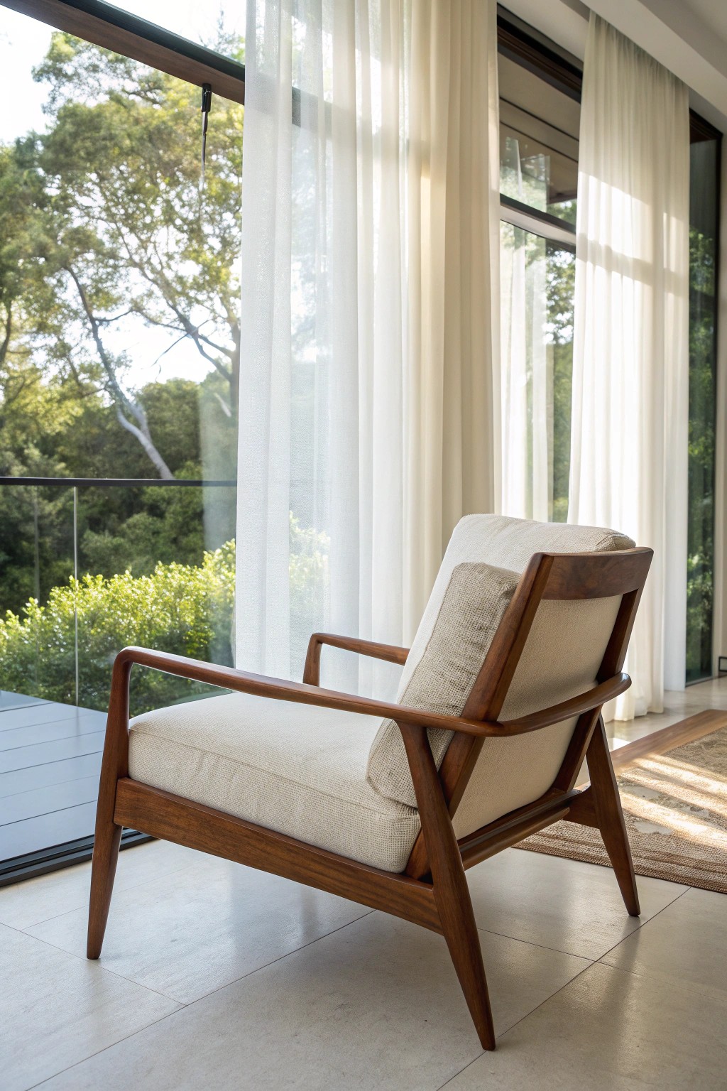 Effortless indoor-outdoor harmony—mid-century elegance meets natural light.