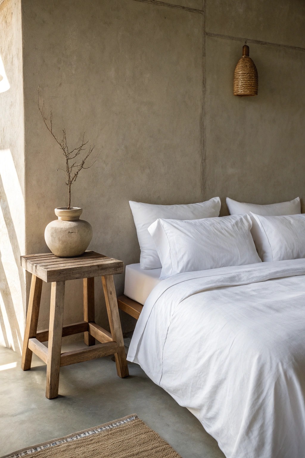 Modern minimalism: a bed without a headboard for ultimate simplicity.