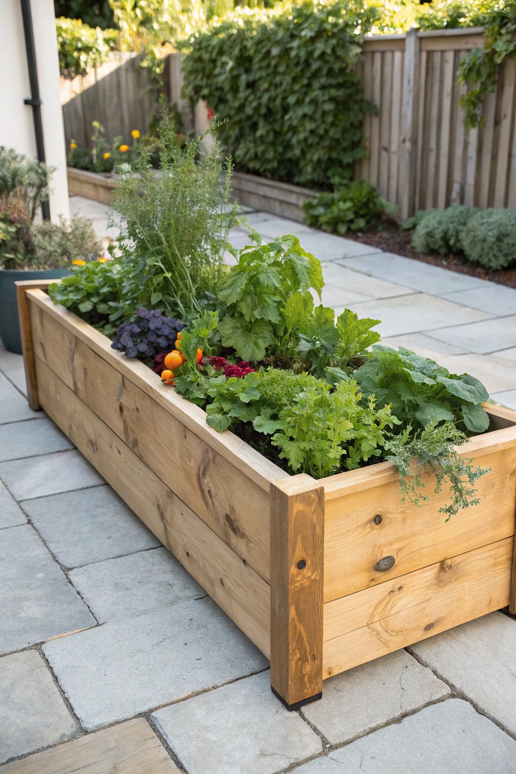Fresh herbs, homegrown in a stunning raised bed—backyard beauty, no grass needed.