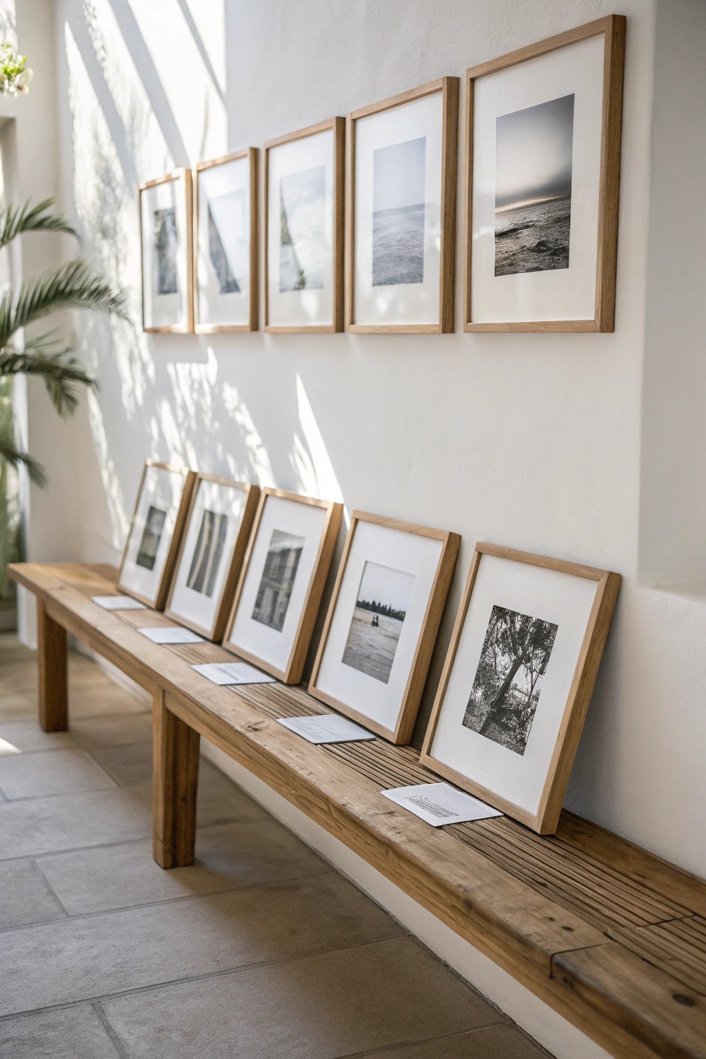 Sleek simplicity: a single row of frames adds effortless order to any space.