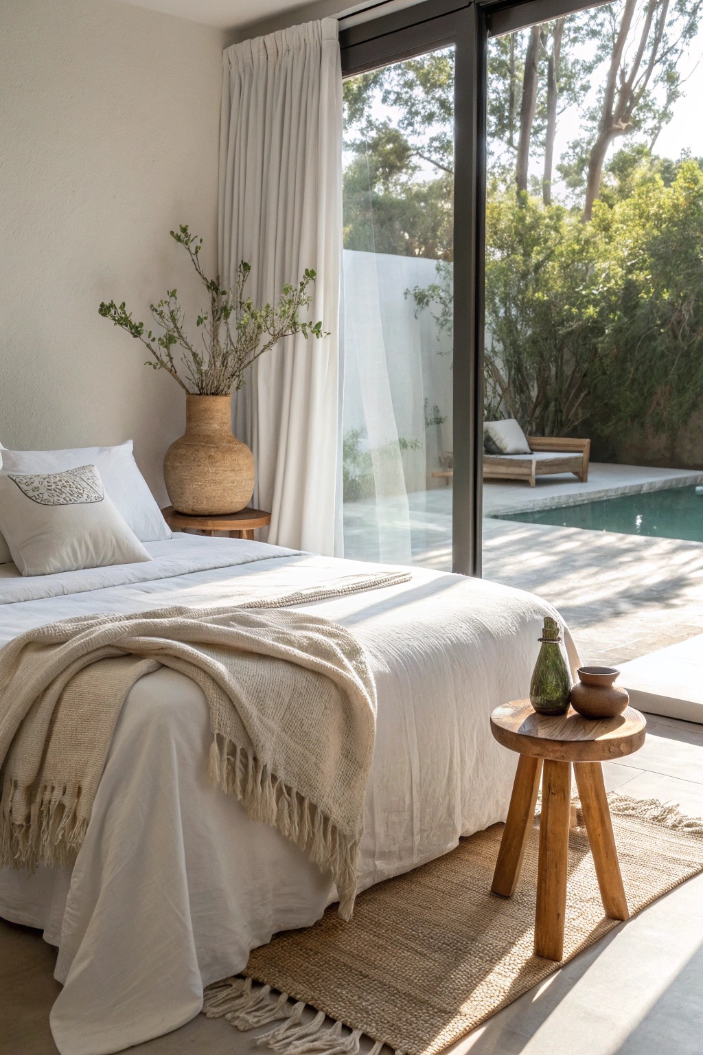 Wake up poolside: The perfect blend of simplicity and comfort in a multi-use guest suite.