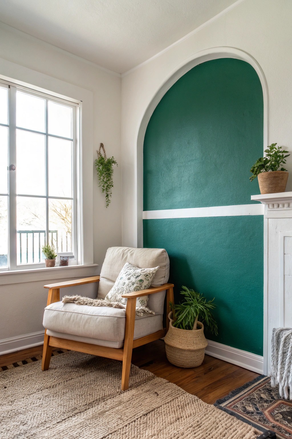 Transform your small living room with a bold arch of color—simple, striking, and full of personality.