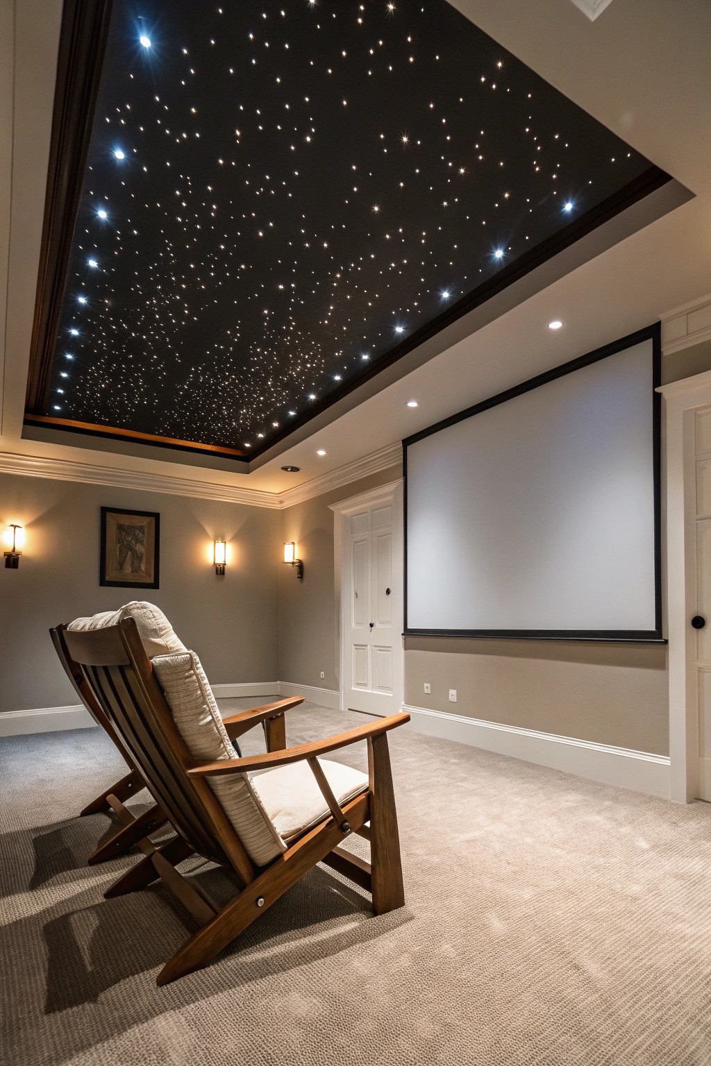 Bring a little Hollywood magic home with a handcrafted chair under a starry fiber optic ceiling.