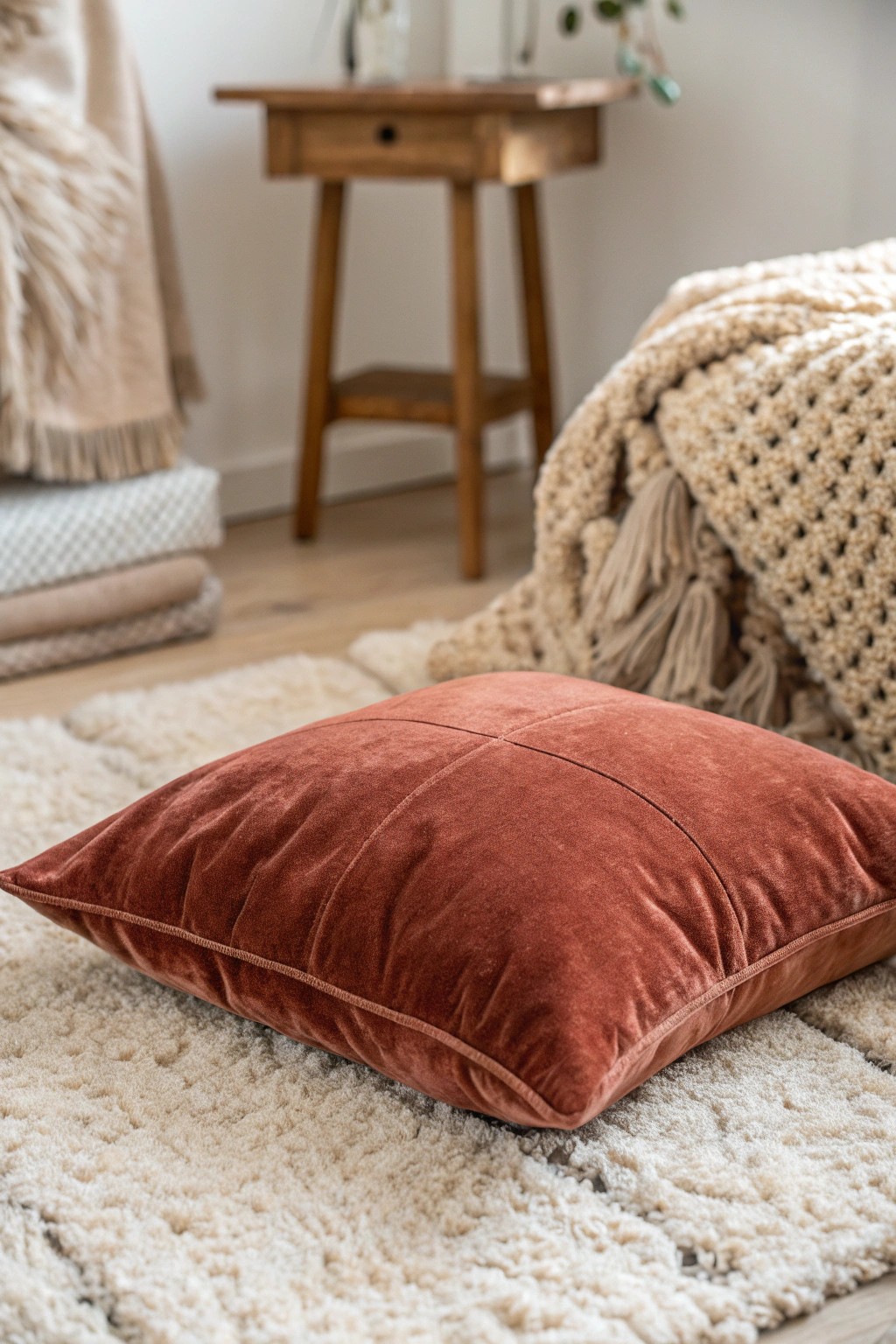 Layered textures for a cozy, cocoon-like retreat.